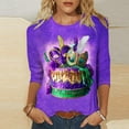 thumbnail image 7 of mihongmao Mardi Gras T Shirts for Women Ladies' Carnival Printed V-neck T-shirt Casual Short Sleeved Top/Shirt Army Green L, 7 of 7