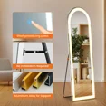 thumbnail image 6 of Aukfa 60" x 16" LED Full Length Mirror, Wall Mounted Floor Standing with Touch Control & 3-Color Dimmable Lights, 6 of 7
