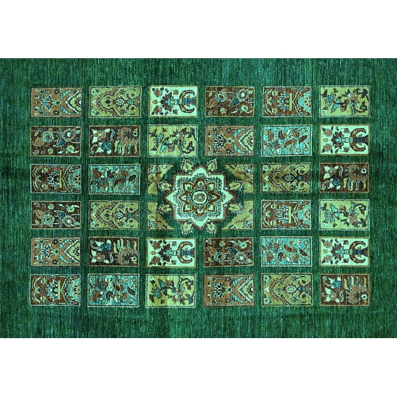 Ahgly Company Machine Washable Indoor Rectangle Abstract Turquoise Blue Modern Area Rugs, 2' x 5'