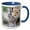 Blue/White, variant on 3drose, Usa, Wy. White-tailed Jackrabbit Sitting in a Rocky Habitat., 11oz Two-tone Green Mug