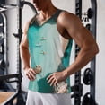 thumbnail image 5 of Fotbe Turquoise Beach Kayaking Pattern Men's Quick Dry Workout Tank Top Gym Muscle Tee Fitness Bodybuilding Sleeveless T Shirt Breathable Workout Shirt-Medium, 5 of 9