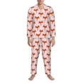 thumbnail image 3 of Susaid cute fox pink Print Men's Long Sleeve Pajama Set, Two-Piece Button-Down Loungewear PJs Set, Comfortable Sleepwear for Relaxation-Medium, 3 of 7