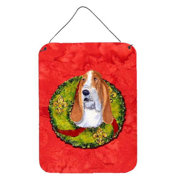 Basset Hound Cristmas Wreath Wall or Door Hanging Prints
