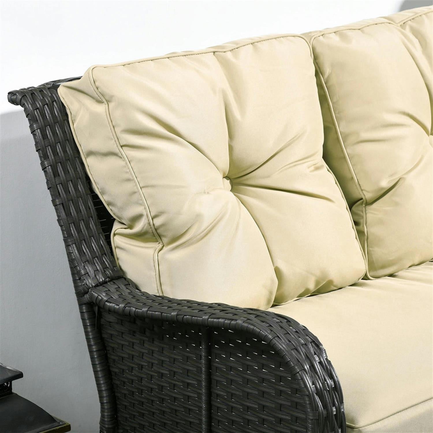 Demi Bonn 2-Person Outdoor Sofa with 4" Thick Cushions, Wicker Patio Couch with Comfortable Seating, Weatherproof Design, Beige