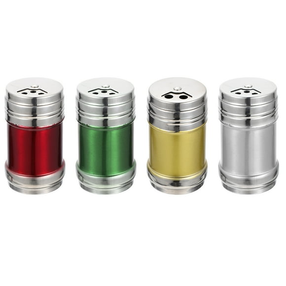 Salero de acero inoxidable de 4 piezas, recipiente multifunción para condimentos, pimentero y utensilios de cocina.