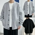 thumbnail image 1 of Men's Long Sleeved Solid Color Velvet Winter Fashion Cardigan Round Neck Pocket, 1 of 5