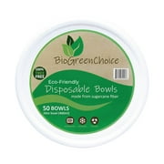 BioGreenChoice Eco-Friendly 16 oz. Large Paper Bowls [50 count], Biodegradable Disposable Soup Bowl , Sturdy & Heavy-Duty White party bowl | Microwave safe