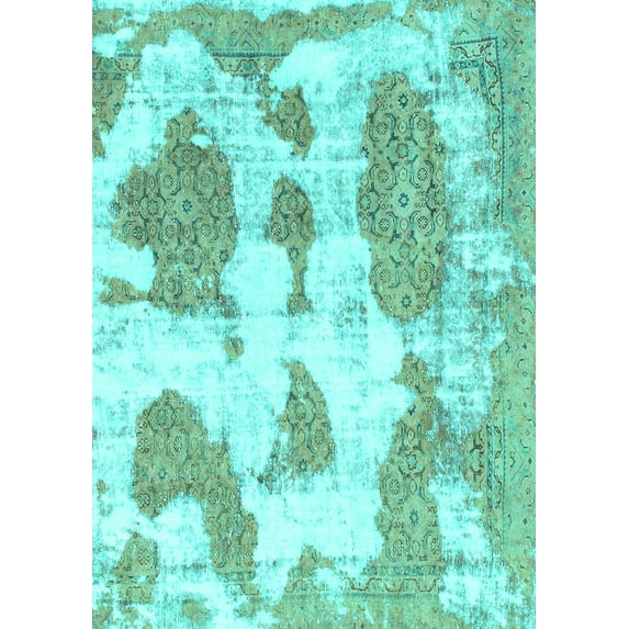 Ahgly Company Machine Washable Indoor Rectangle Abstract Turquoise Blue ...