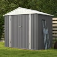 thumbnail image 3 of Patiowell 8 x 6 ft. Outdoor Metal Storage Shed, Galvanized Steel Garden Tool Shed with Double Lockable Doors for Backgard Patio Lawn, Gray, 3 of 7