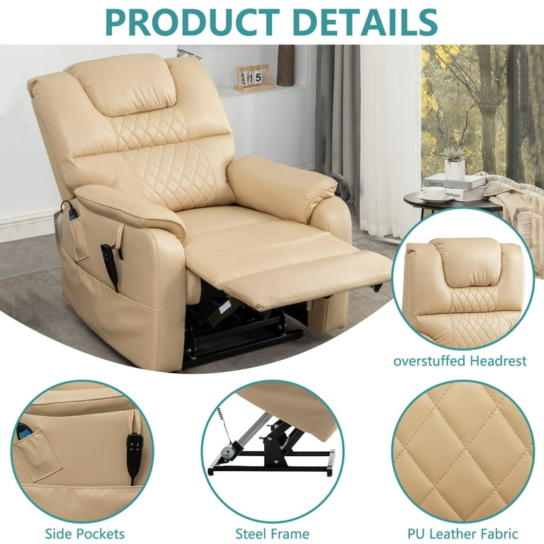 uhomepro Large Electric Massage Recliner with Heat, Fabric Lift