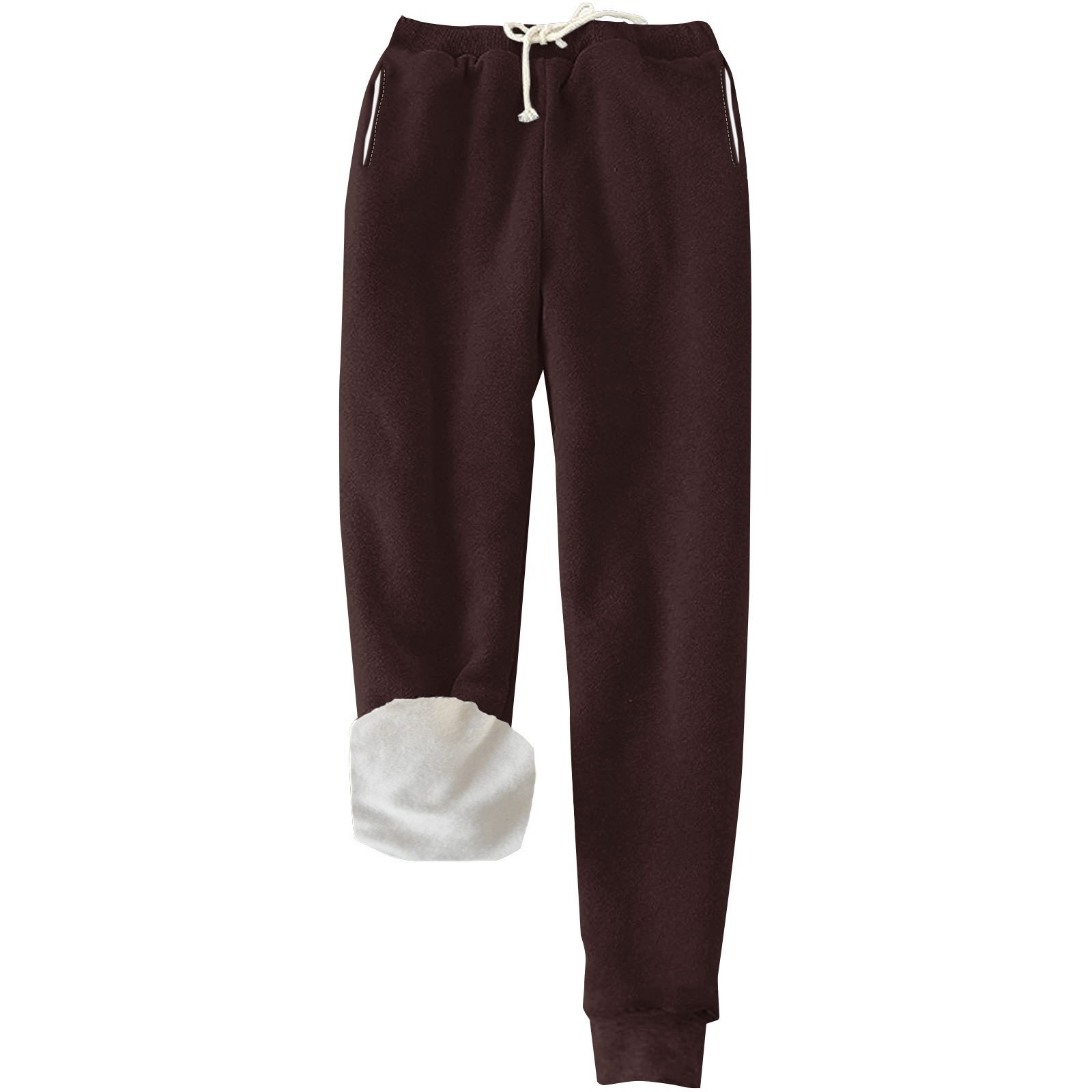 Women's Cozy Winter Sherpa Fleece Joggers - Warm Fur-Lined, Elastic Waist, Thick Sweatpants