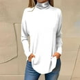 thumbnail image 2 of DianGeFu Womens Tee with Long Sleeves $15,Women's Off Shoulder Sleeves Long Sleeve Printed High Neck Top T-shirt,White,L, 2 of 3