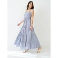 thumbnail image 3 of Globus Women Blue Square Neck Strappy Shoulder Striped Smocked Tiered Fit & Flare Maxi Dress, 3 of 6