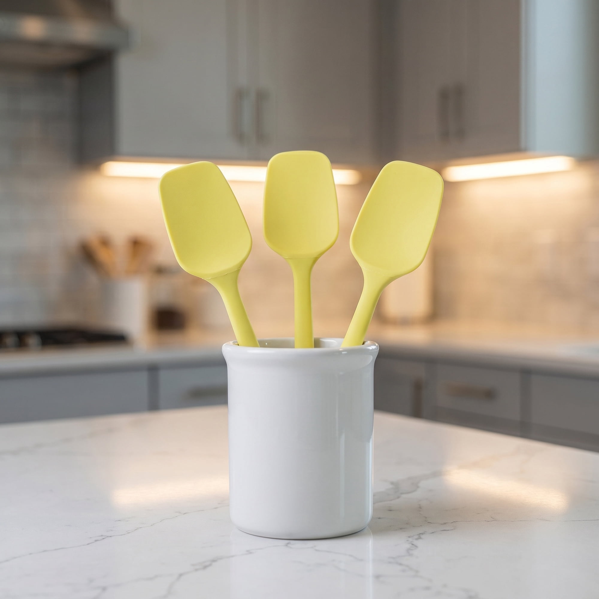 Unique Bargains 3-Piece Kitchen Silicone Spatula Set with Heat-Resistant Tools Yellow 3PCS