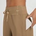 thumbnail image 4 of Women's Capris Pants Wide Leg Elastic Waist Drawstring Yoga Pants with Pockets Summer Hiking Sport Loose Trousers ,Beige,L, 4 of 8