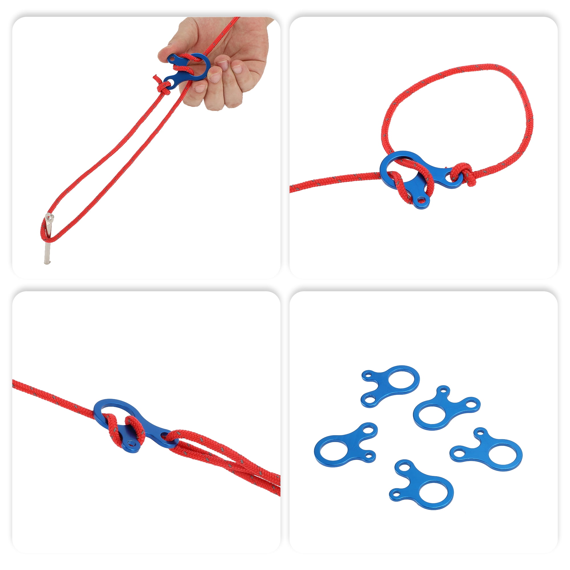 Unique Bargains 8Pcs Rope Buckle Aluminum Alloy Cord Adjuster ["Blue"]