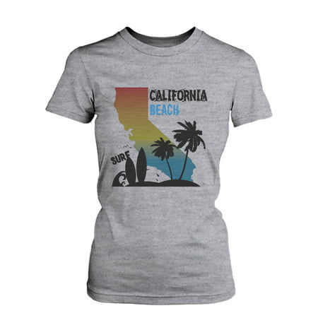 CA Map Gradation California Beach Surf Graphic T-shirt for Women Tee for Surfer  Funny (Best Surfing In California)
