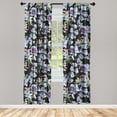 thumbnail image 3 of Ambesonne Flowers Curtains, Hyacinth Branches Bloom, Pair of 28"x95", Charcoal Grey and Ceil Blue, 3 of 5