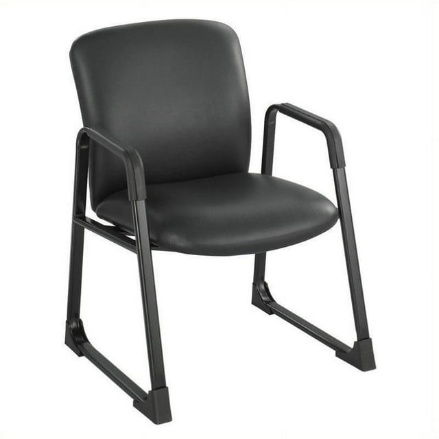 Scranton & Co Chaise d'Invité Grande et Haute en Vinyle Noir avec Base à Patins