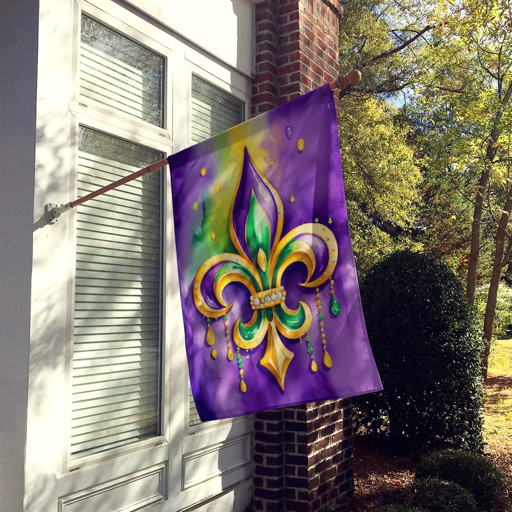 Fleur de lis Mardi Gras House Flag 28 in x 40 in