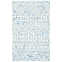 SAFAVIEH Blossom Aspen Geometric Wool Area Rug, Blue/Ivory, 2' x 3'