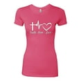 thumbnail image 2 of Wild Bobby, Faith.Hope.Love Heart Beat, Inspirational/Christian, Women Slim Fit Junior Tee, Hot Pink, Small, 2 of 4