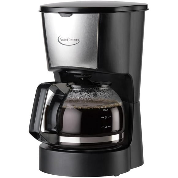 Drip Coffee Maker with Permanent Filter (BC-3804CB) - Stainless Steel and Black, 4 Cups
