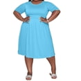 thumbnail image 3 of Gvmfive Womens Casual Summer Short Sleeve Solid Color Base Skater Dress Plus Size, 3 of 4
