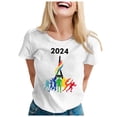 thumbnail image 4 of TSADFHJI Hauts de Sortie pour Femmes Sexy T-Shirt d'Été à Manches Courtes Col Rond Motif Haut Décontracté m Blanc, 4 of 4