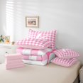 thumbnail image 6 of jejeloiu Pink Plaid Monogram K 7 Pieces Bedding Comforter Set For Girls,Graffiti Letter Initial Full Bedding Set For Kids,Pink Reversible, 6 of 7