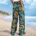 thumbnail image 5 of Cxenplz Palazzo Pants for Women 2025, Elastic High Waisted Boho Casual Loose Wide Leg Pants Plus Size Print Baggy Lounge Trouser Pants, 5 of 6