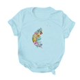 thumbnail image 1 of Gibobby Casual Playera de Manga Corta para Mujer Blusa mujer Tops Camiseta con estilo fiesta con cuello en O(Azul,XL), 1 of 4
