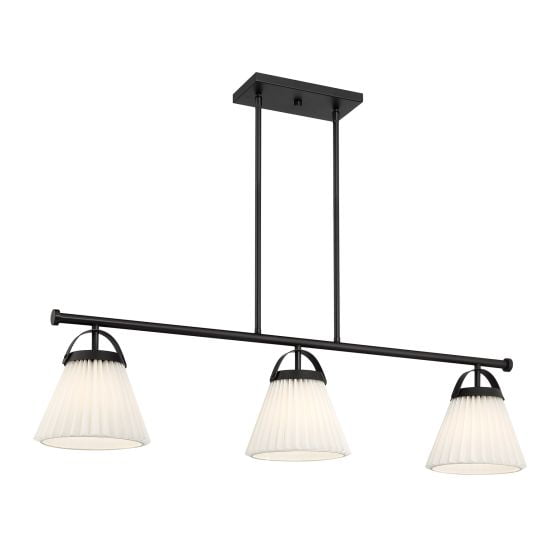 Meridian M100125MBK 3-Light Linear Chandelier in Matte Black