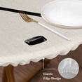 thumbnail image 3 of Beige Round Tablecloth, Fitted Table Cover with Elastic for 55"-60" Round Tables, Simple Gradient Ice Hockey Funny Sport Game Art Table Cloth Outdoor Indoor Dinning Party Waterproof Tablecloths, 3 of 7