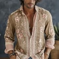 thumbnail image 2 of Men's Boho Floral Button Down Shirt Relaxed Long Sleeve Top Wedding Guest Outfit, 2 of 5