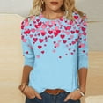 thumbnail image 2 of Plus Size Valentines Shirts for Women Cute Oversized Heart Print Crewneck Shirts 3/4 Sleeve Funny Graphic Tee Shirt 2025 Fashion Casual Clothes Tops(Light Blue,XXXXXL), 2 of 4