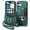 Green, variant on ShellTech for iPhone 16 Retro PU Leather Wallet Case with Card Holder Ring Stand RFID Function Credit Card Slot with Ring Stand Protective Cover Wrist Strap,Black