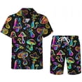 thumbnail image 2 of Conjunto de 2 piezas para hombre, estilo retro de los años 80 y 90, con estampado de setas mágicas psicodélicas, camisa 3D informal, pantalones cortos de playa de gran tamaño, estilo hawaiano para vac, 2 of 5