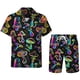 thumbnail image 2 of Conjunto de 2 piezas para hombre, estilo retro de los años 80 y 90, con estampado de setas mágicas psicodélicas, camisa 3D informal, pantalones cortos de playa de gran tamaño, estilo hawaiano para vac, 2 of 4