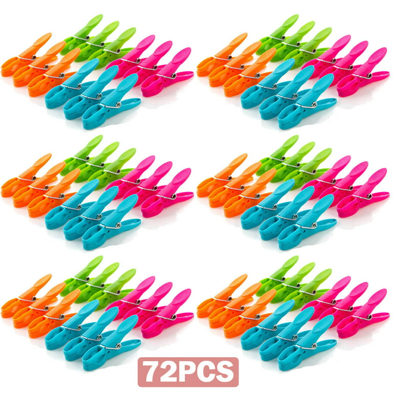 Clothes Pegs, 72Packs Clothes Pegs for Washing Line, Strong Grip Washing  Pegs with Multicolors, Rust Resistant Plastic Clothes Pegs, Laundry Pegs  Non