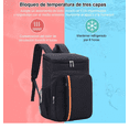 thumbnail image 2 of Mochila Hieleras Enfriador Bolsa Impermeable Portátil 20 L MALUBERO Color Negro con Raya Naranja, 2 of 5