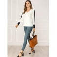 thumbnail image 3 of Allegra K Blusa Suelta Cruzada Con Ribete En Contraste Cuello V Gasa Trabajo Oficina Para Mujer Blanco L Unique Bargains Blusa, 3 of 6