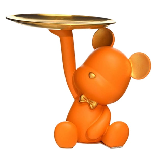Escultura de oso de resina nórdica, bonita estatua decorativa, decoración del hogar, dulces Naranja