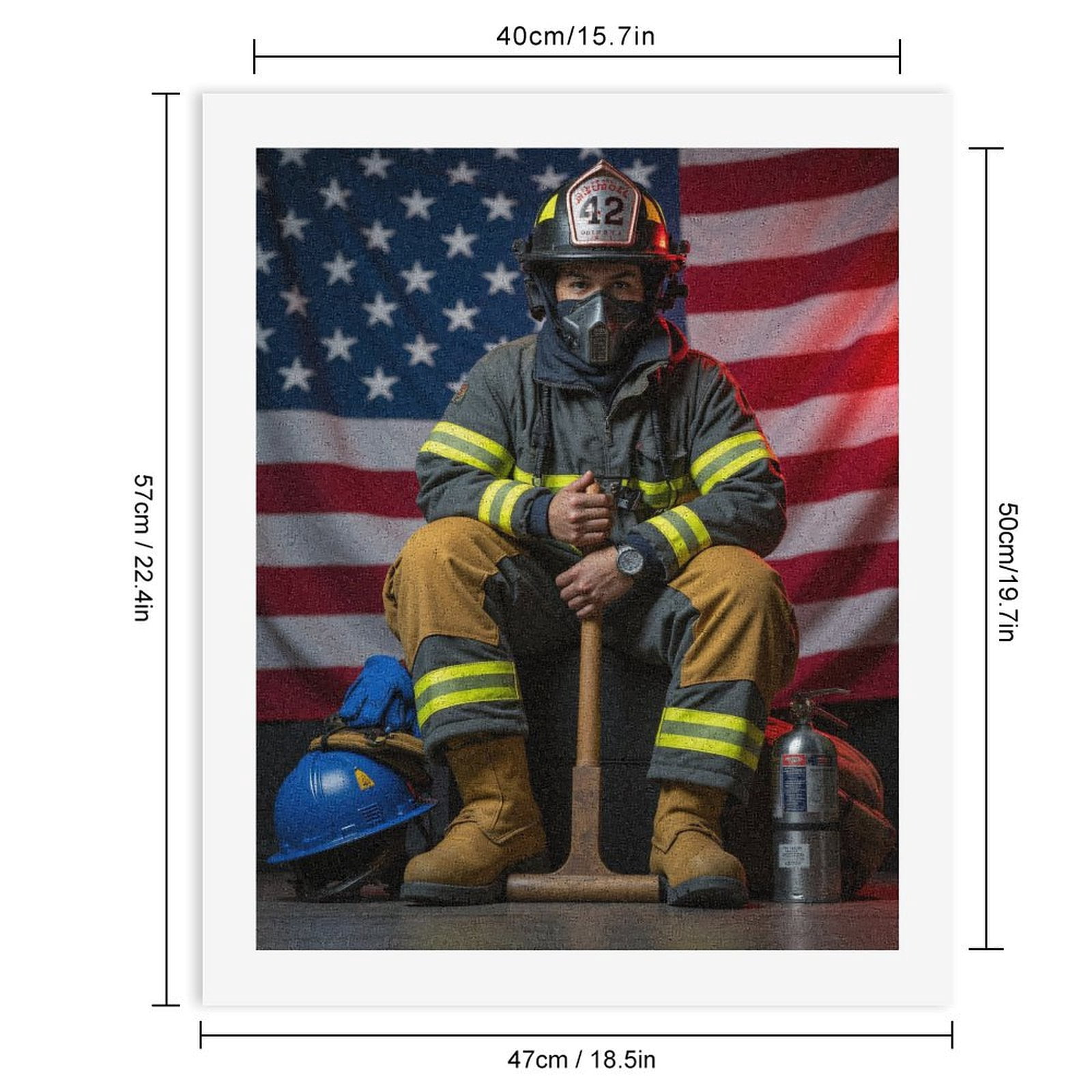 Paint by Numbers Kit for Adults, Firefighter Hero Pose Flag Background Paint by Numbers, Easy Paint by Numbers Kit for Adults Beginner, DIY Adult Paint by Number Kits on Canvas, 12x16in Home Decor
