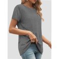 thumbnail image 3 of Womens Summer Casual Short Sleeve Tunics Tops Crew Neck Blouses Dressy Basic Shirts, 3 of 6