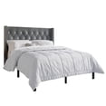 thumbnail image 2 of Castle Place Button Tufted Wingback Velvet Upholstered Bed with 2 Nightstand Light Grey, King, 2 of 13