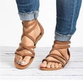 thumbnail image 1 of Sandalias de gladiador para mujer, planas, con tiras en el tobillo, informales, de verano, zapatos romanos, 1 of 2