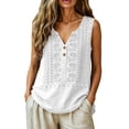 thumbnail image 2 of Uootdi Womens Embroidered Tank Tops Sleeveless Split Neck with Floral Embroidered Placket Retro Chic Style Soft Comfortable Everyday Tops Gift, 2 of 9