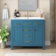 thumbnail image 4 of 36'' Bathroon Vanity with Resin Sink Combo Set,Modern Freestanding Single Bathroom Cabinet with 4 Drawers & 2 Cabinets,Storage Cabinet for Bathroom, Solid Wood Frame Vanity Set, Blue, 4 of 8