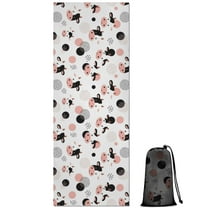 White Cow Dot Pattern Hot Yoga Mat Towel Non Slip for Hot Yoga - Quick-Drying Yoga Mat Cover with 4 Corner Pockets with Travel Bag - Hot Yoga Towel Non Slip Grip Moisture Wicking Sweat 70"x26"